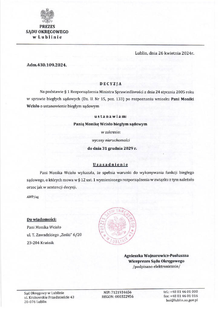 Decyzja Sądu Okręgowego